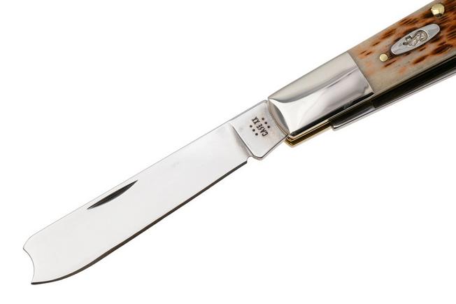 Image for Case Razor Amber Bone, Peach Seed Jig, 10722, 62005RAZ SS pocket knife