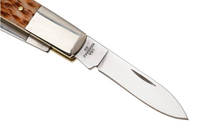 Image for Case Razor Amber Bone, Peach Seed Jig, 10722, 62005RAZ SS pocket knife