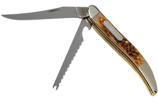 Case Fishing Knife Amber Jigged Bone, 10726, 620094F SS pocket