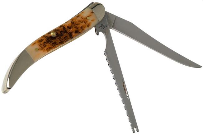Case Fishing Knife Amber Jigged Bone, 10726, 620094F SS pocket knife