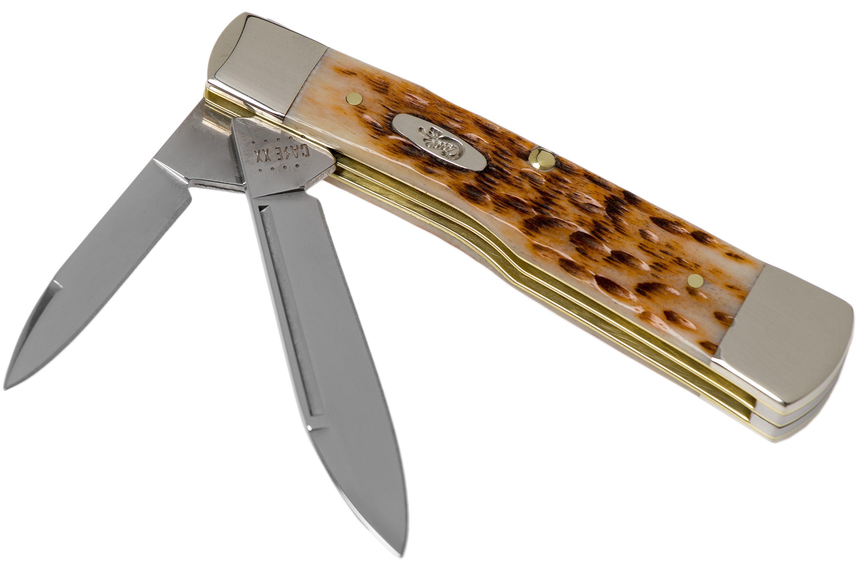 Case Gunstock Amber Jigged Bone, 10728, 62130 SS pocket knife