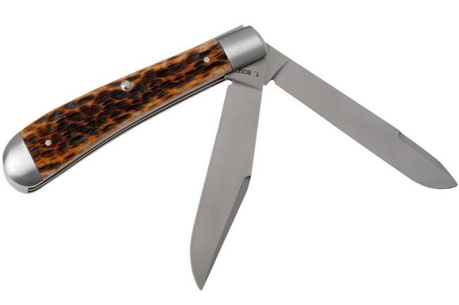 Case HT Trapper, Brown Bone, 154CM, Peach Seed Jig, 10774, TB622021 pocket  knife, Tony Bose design