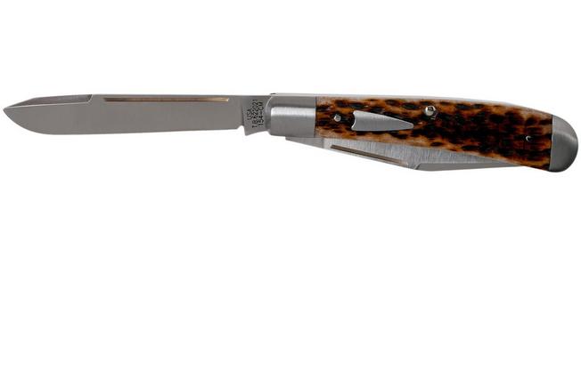 Case HT Trapper, Brown Bone, 154CM, Peach Seed Jig, 10774, TB622021 pocket  knife, Tony Bose design