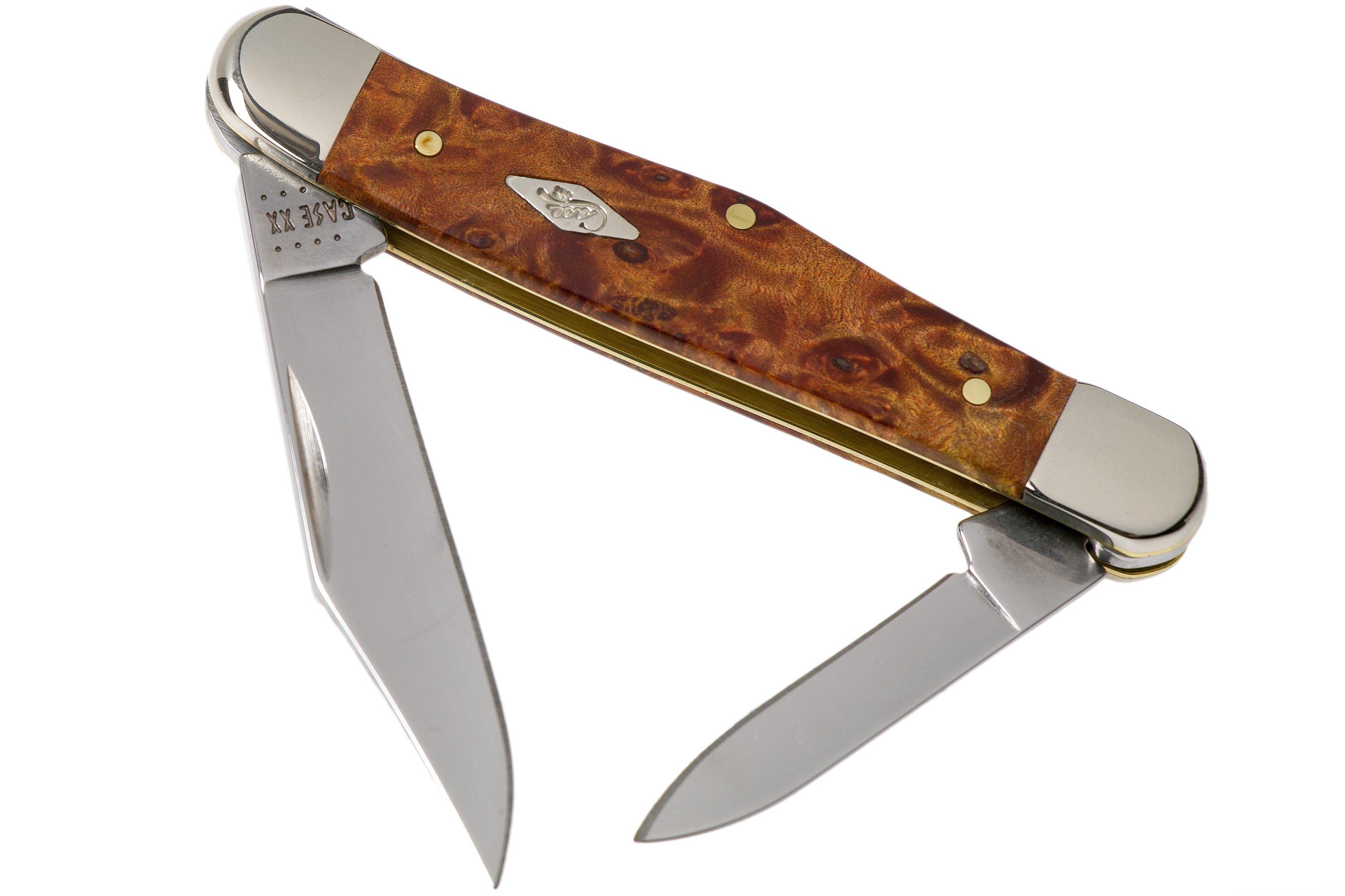 Case Half Whittler Autumn Maple Burl Wood, 11543, 7208 SS pocket knife