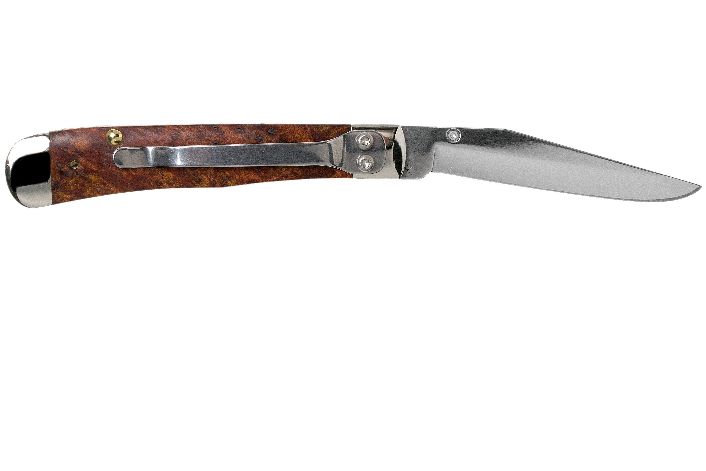 In stock now! 4″ Bushcraft Hunter with Maple Burl Handle, 0.22″ Blade  Thickness – Cosmo Design