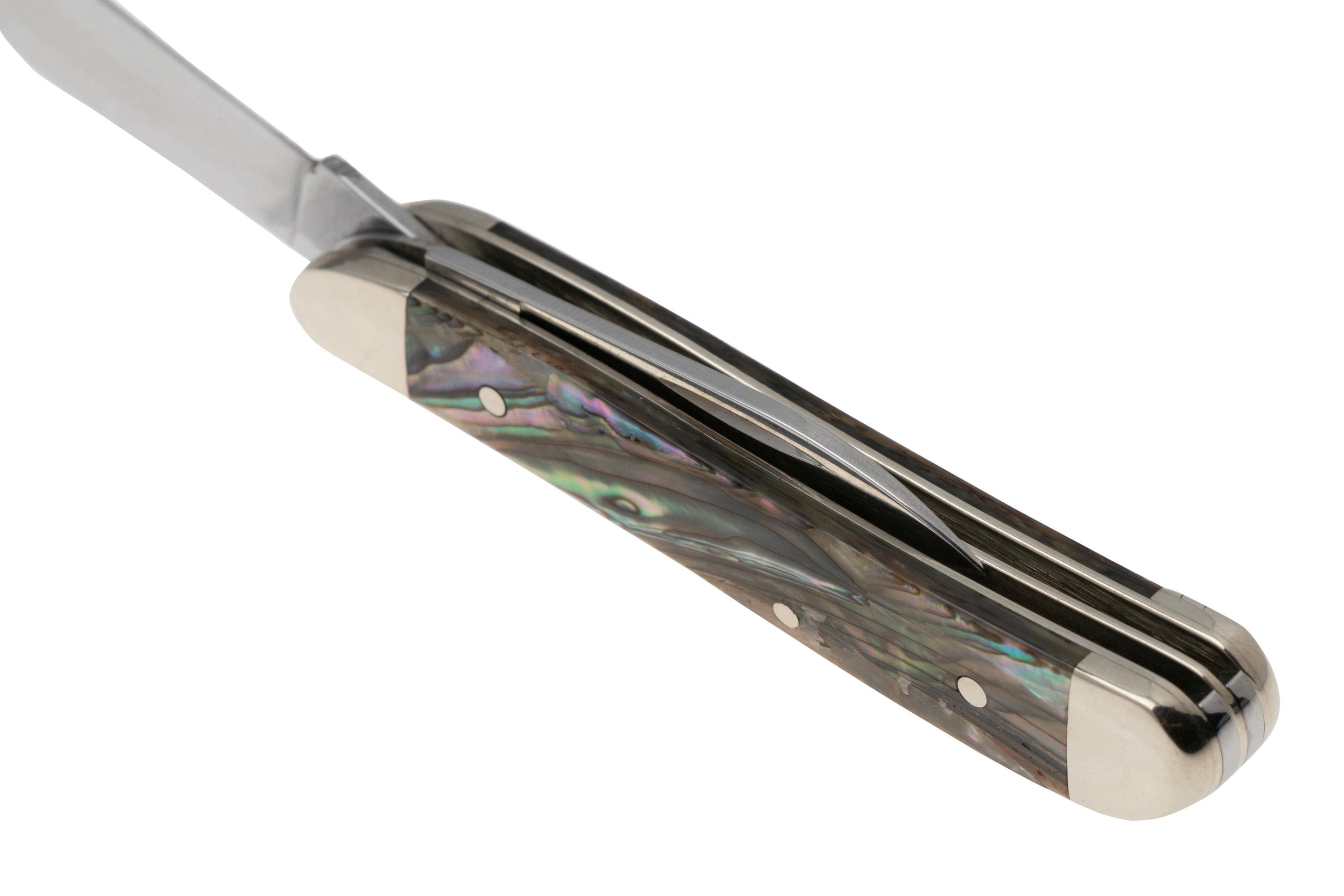 Case Peanut 12025 Smooth Abalone, 8220 Stainless Steel, Velvet Box