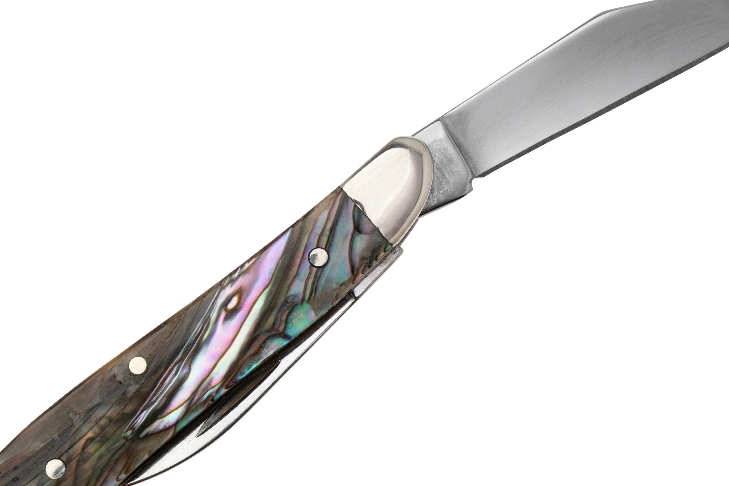 Case Peanut 12025 Smooth Abalone, 8220 Stainless Steel, Velvet Box