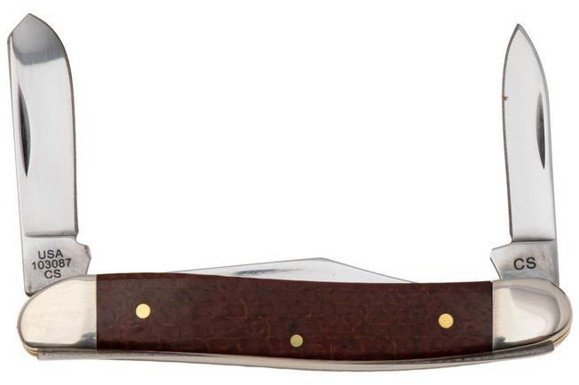 Afbeelding voor Case Medium Stockman Smooth Dark Red Burlap Micarta, 12272, 103087 CS zakmes