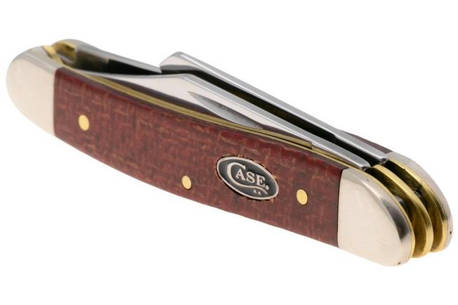 Afbeelding voor Case Medium Stockman Smooth Dark Red Burlap Micarta, 12272, 103087 CS zakmes
