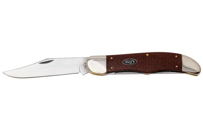 Afbeelding voor Case Folding Hunter, Smooth Dark Red Burlap Micarta, 12274, 10265 CS zakmes