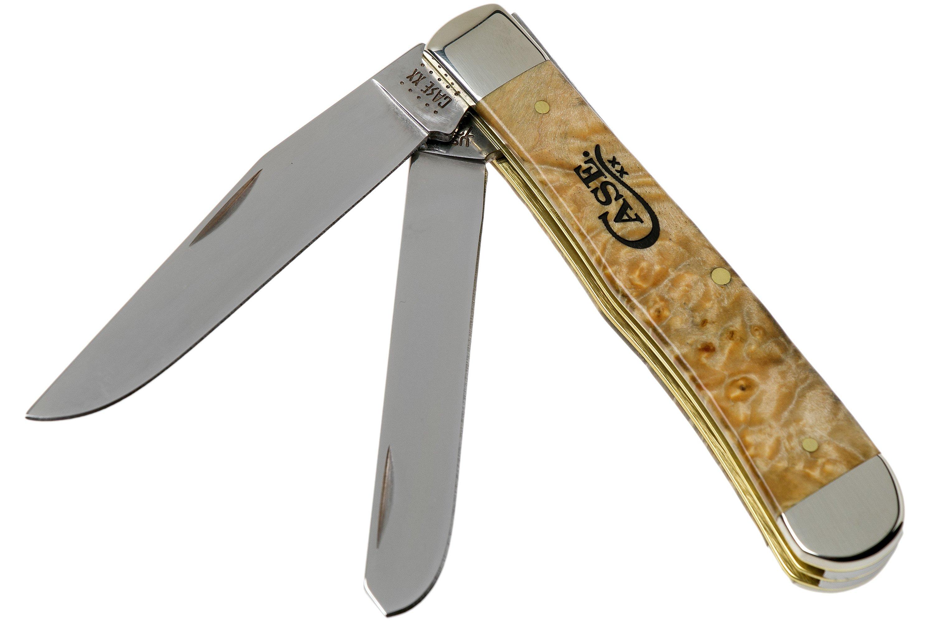 Case Knives Trapper Natural Box Elder Burl, 16560, 7254 SS pocket knife