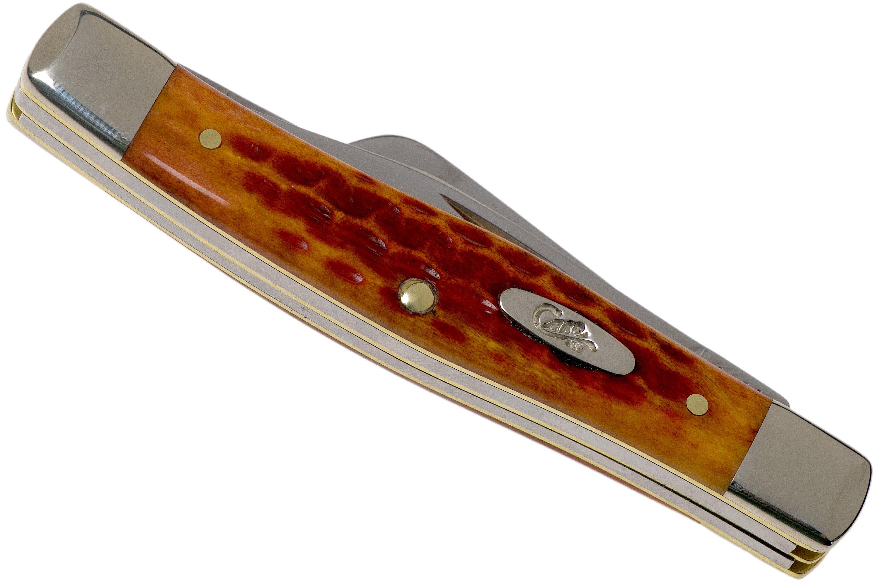 Case Medium Stockman Pocket Worn Harvest Orange Bone, Corn Cob Jig, 17003, 63032 SS pocket knife