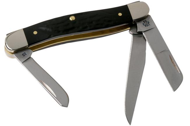 Case Medium Stockman Rough Black Synthetic, 18222, 6318 SS pocket knife