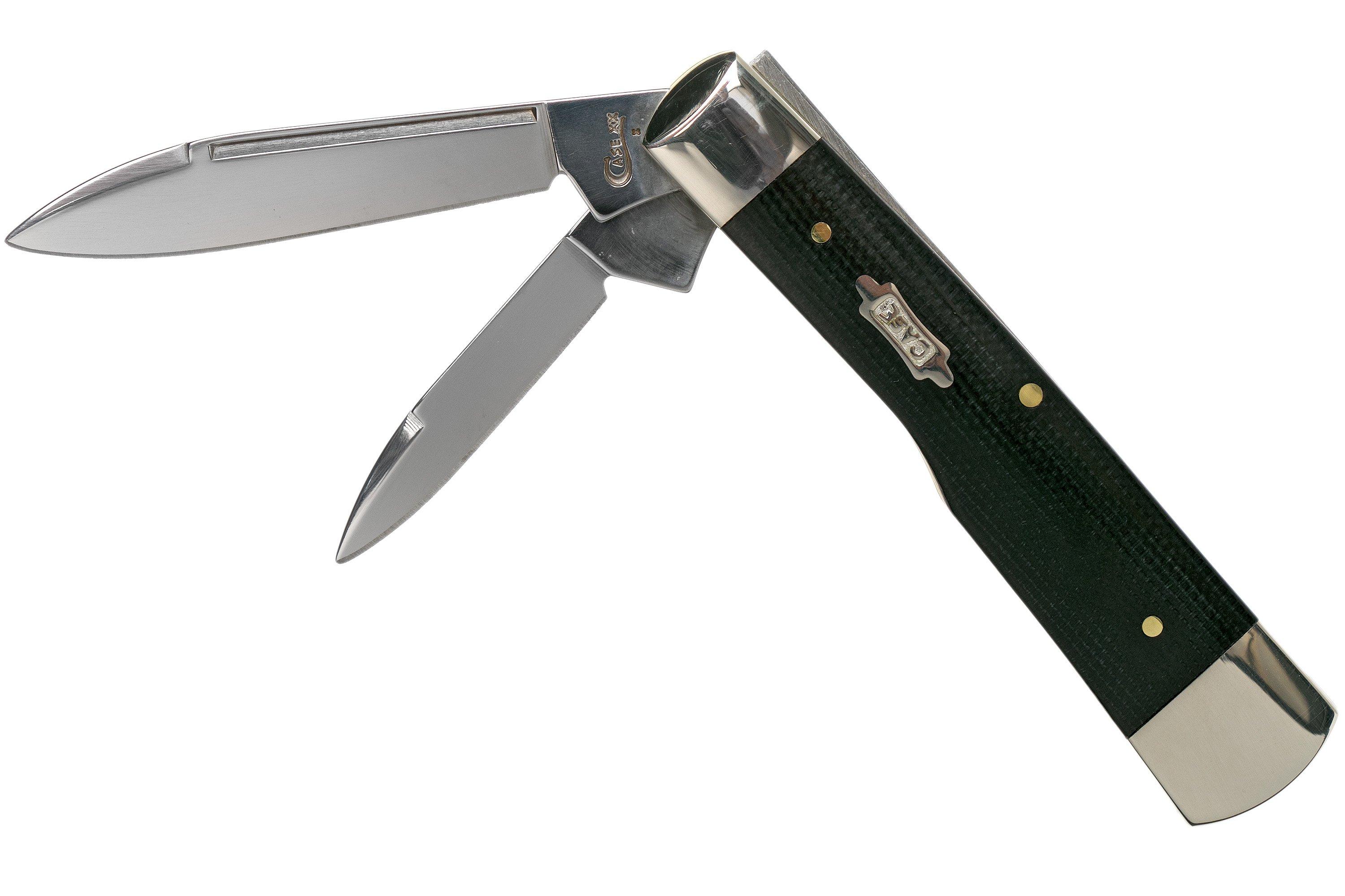 Case Gunstock Double Black Canvas Micarta, 23143, 102130 SS pocket