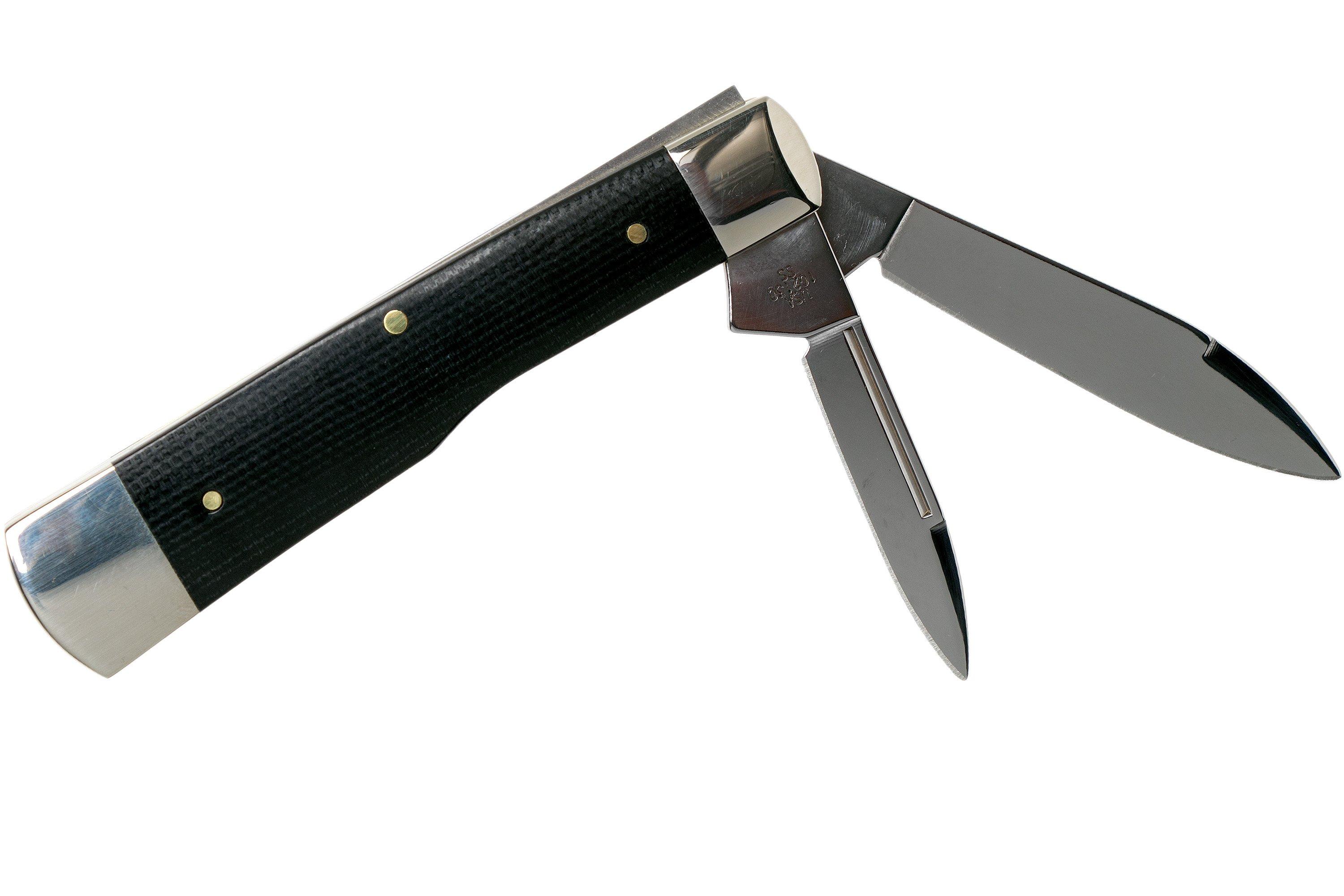 Case Gunstock Double Black Canvas Micarta, 23143, 102130 SS pocket