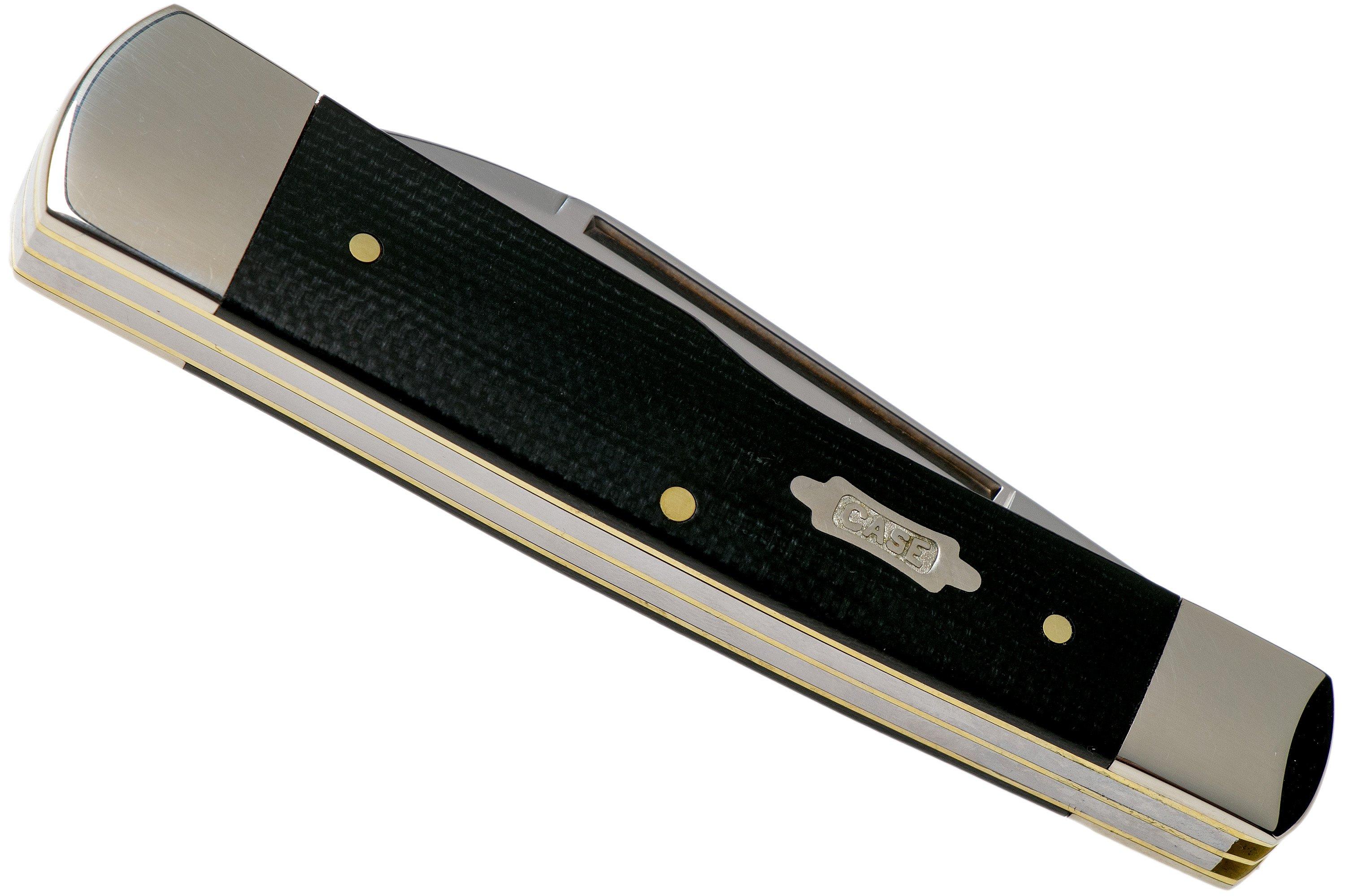 Case Gunstock Double Black Canvas Micarta, 23143, 102130 SS pocket