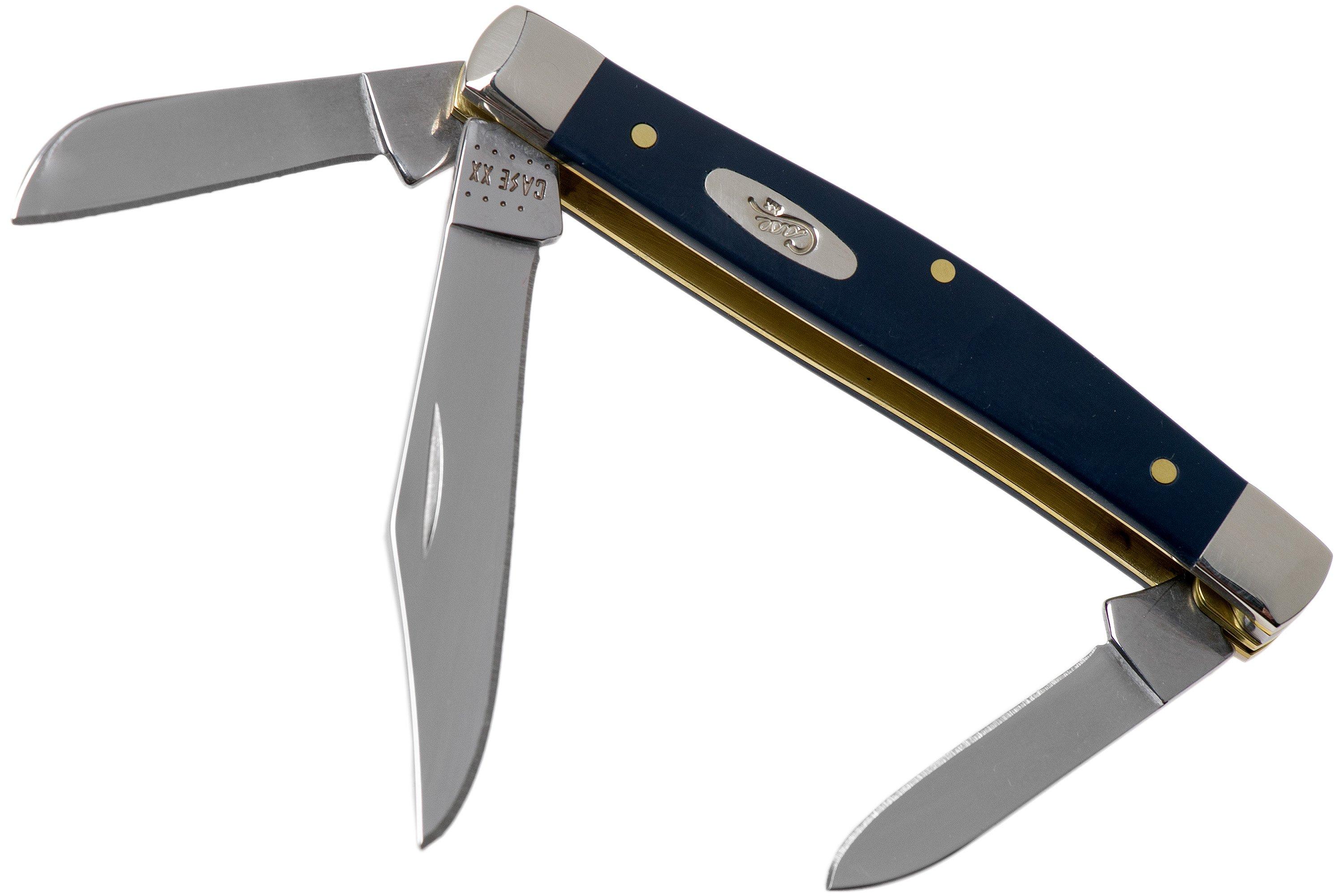 Case Medium Stockman Navy Blue Synthetic, 23614, 4344 SS pocket knife