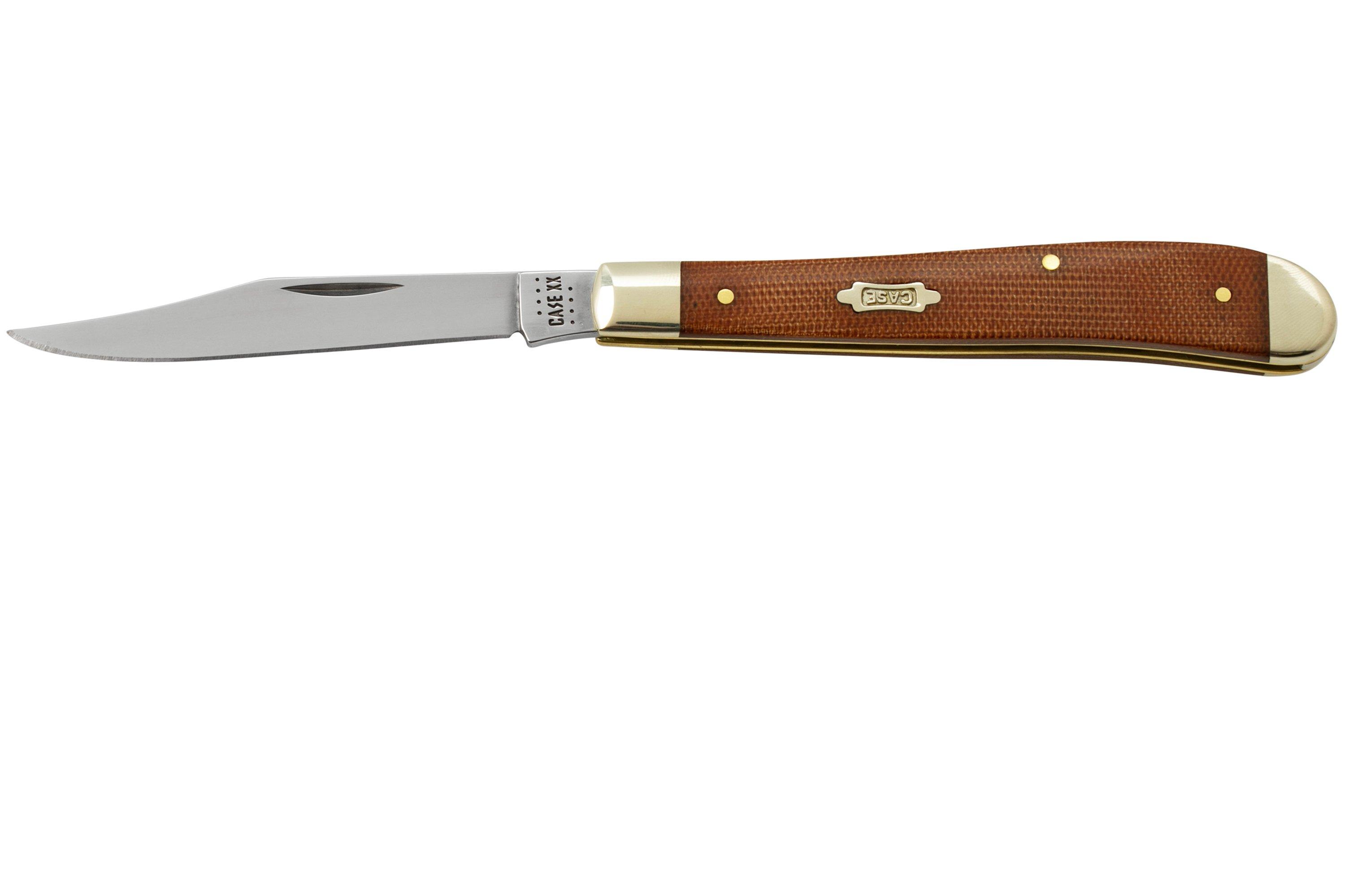 Case Slimline Trapper, Smooth Natural Canvas Micarta, 23691, 101048 SS,  pocket knife