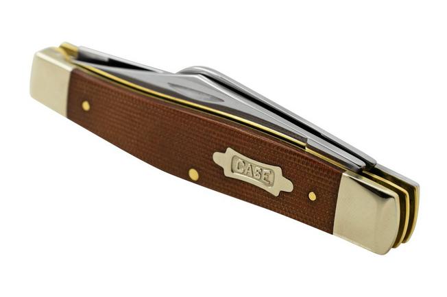 Case Knives Large Stockman Three Blades in Natural Canvas Micarta for Sale