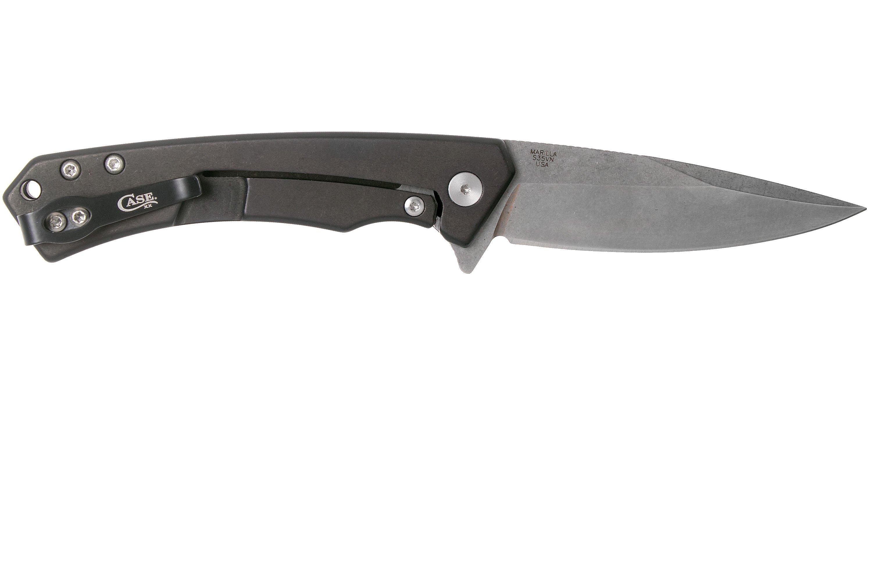 Case The Marilla, Black Anodized Aluminum, S35VN, Black G10 Inlay