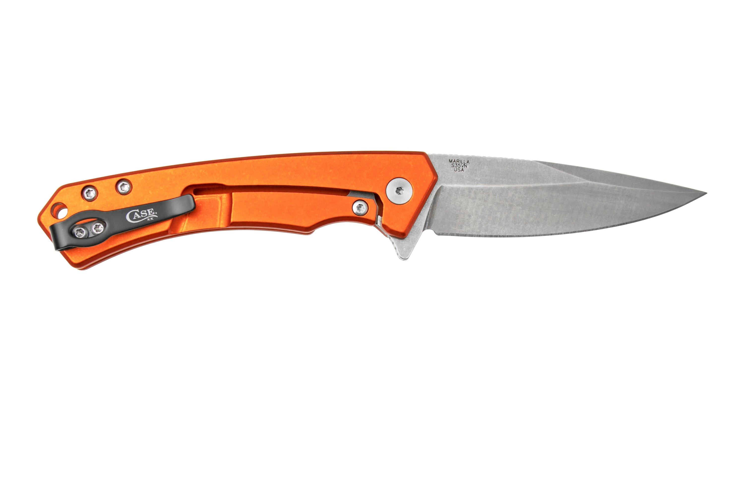 Case The Marilla, Orange Anodized Aluminum, S35VN, Black G10 Inlay