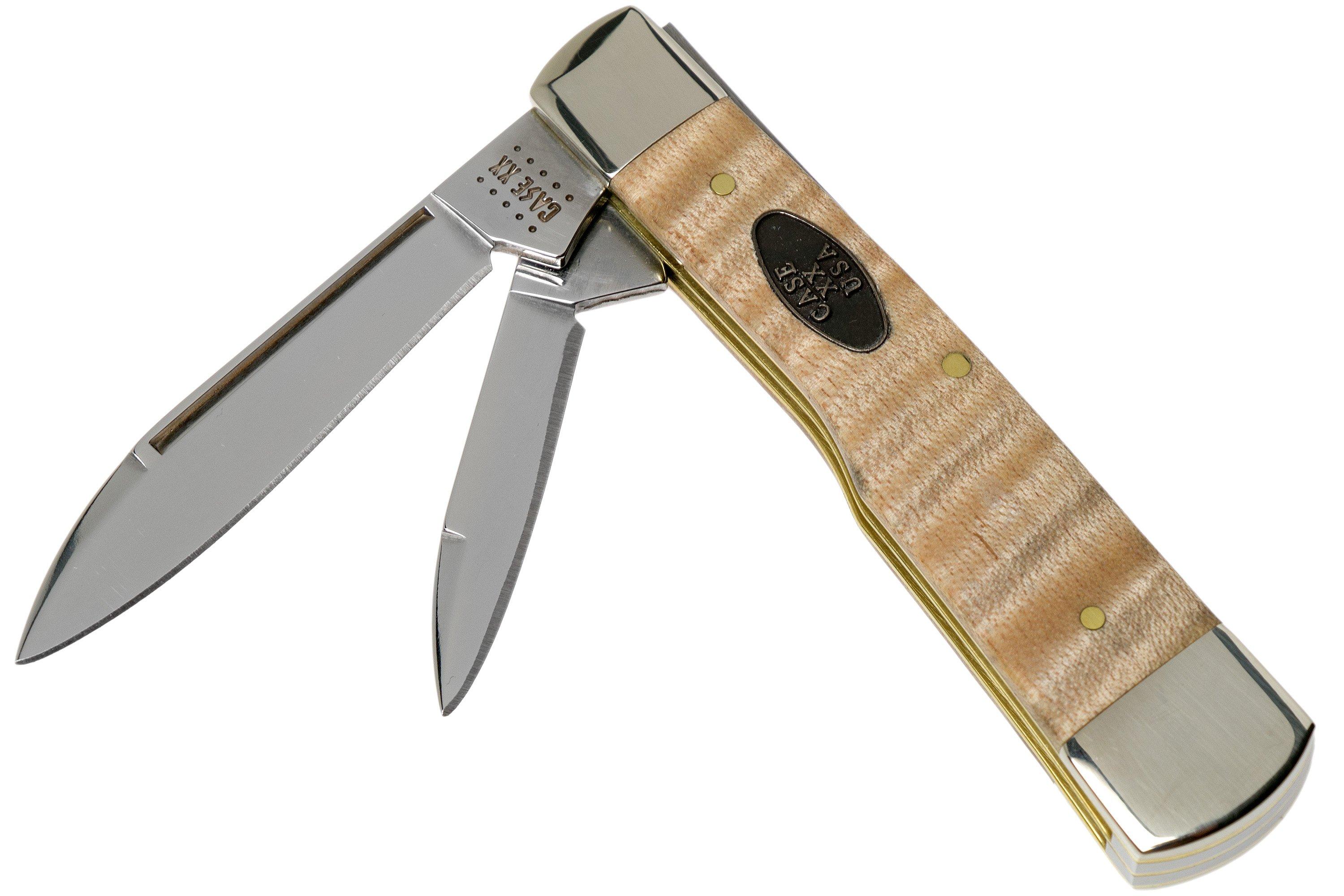 Case Gunstock Natural Curly Maple Smooth, 25945, 72130 SS pocket knife