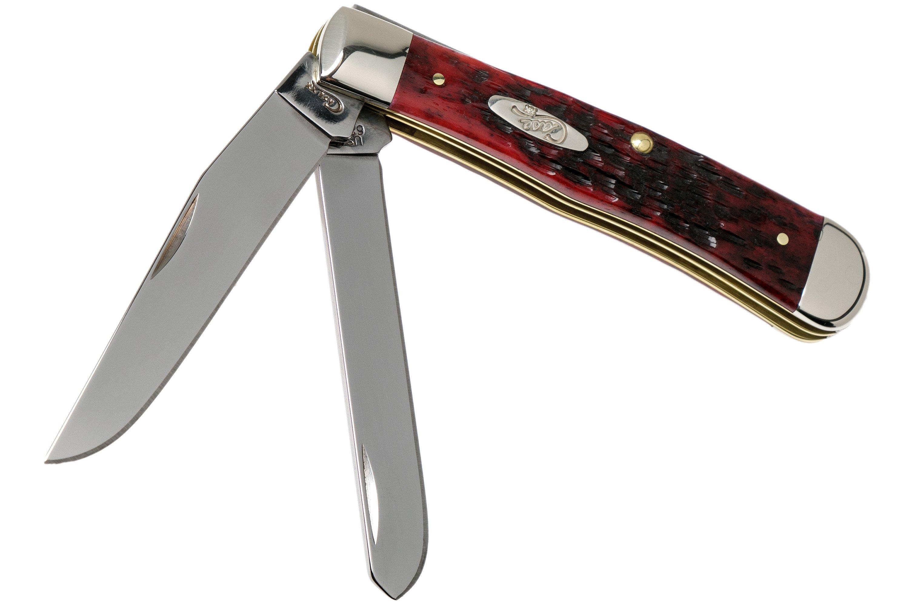 Case Trapper Crimson Red Peach Seed Jigged Bone, 27380, 6254 SS