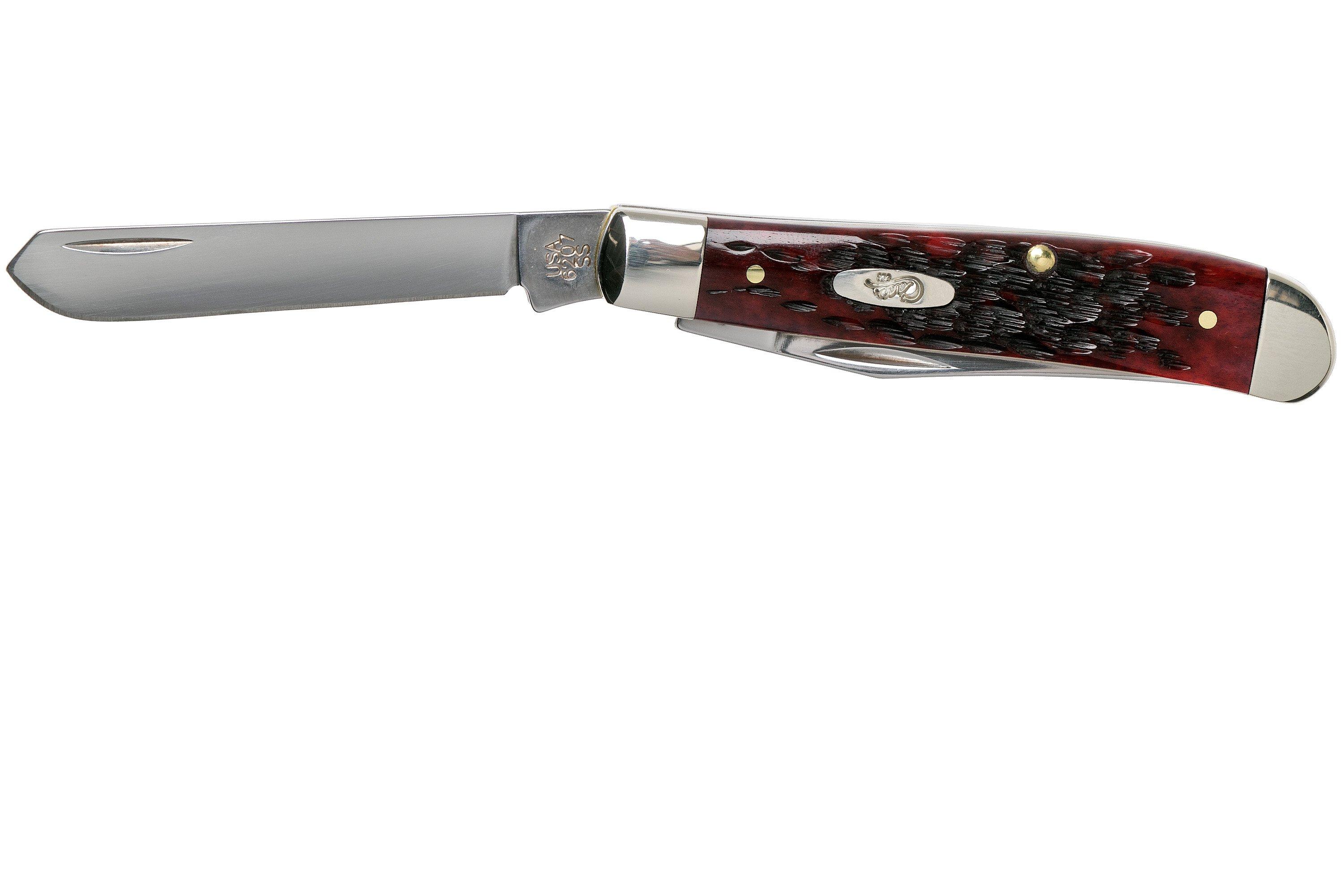 Case Mini Trapper Crimson Red Peach Seed Jigged Bone, 27381, 6207
