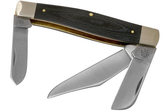 Case Large Stockman Smooth Black Micarta, 27732, 10375 SS pocket knife