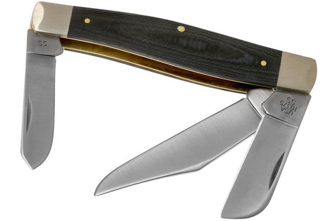 Case Large Stockman Smooth Black Micarta, 27732, 10375 SS pocket