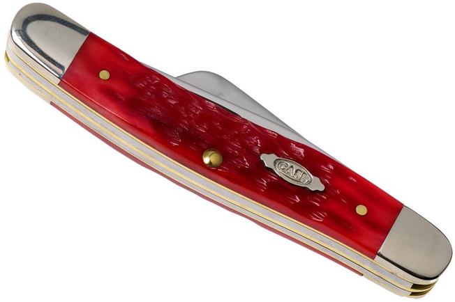 Case Medium Stockman Dark Red Bone, Peach Seed Jig, 31951, 6318 CV