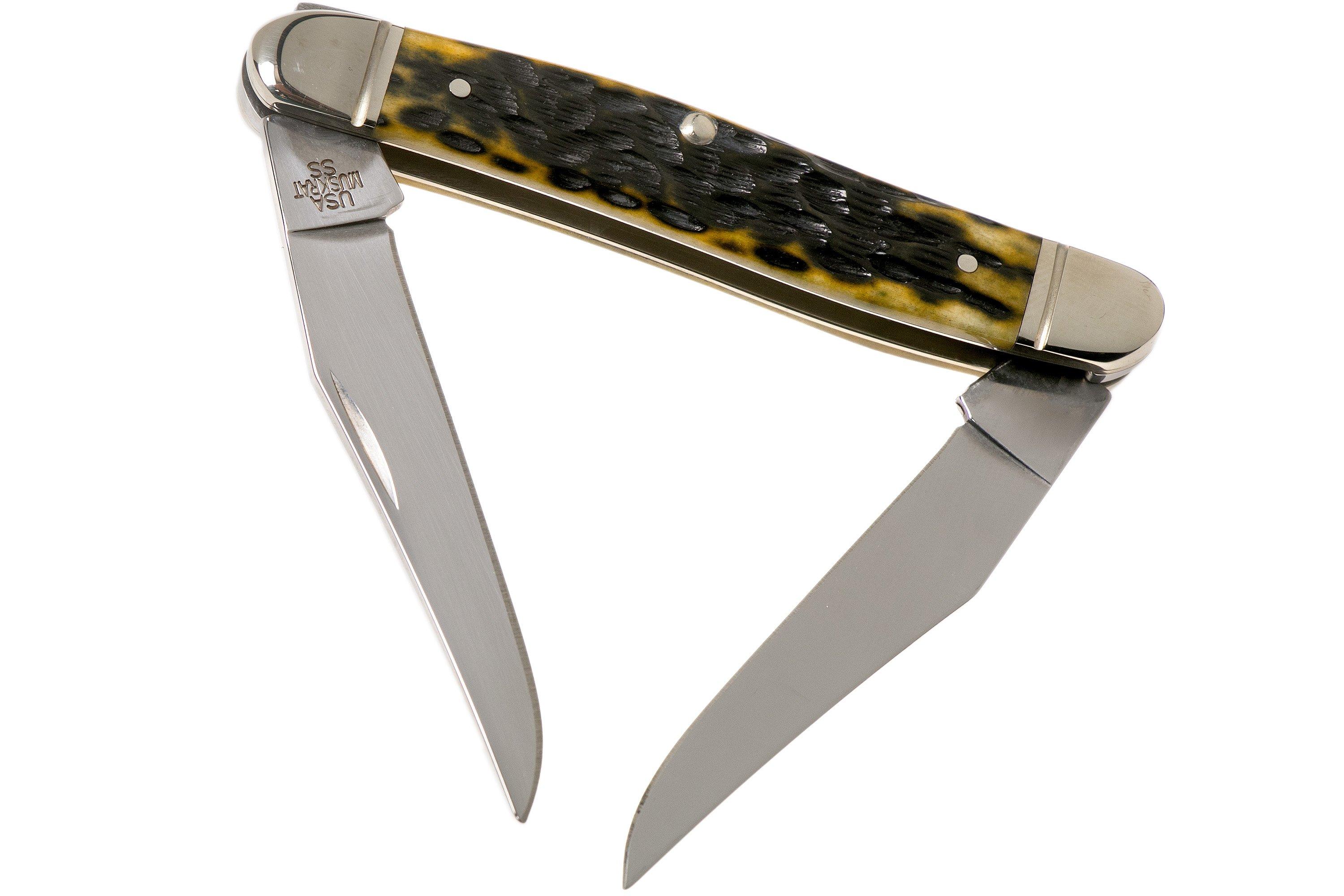 Case Muskrat Pocket Worn Olive Green Bone 25th year edition, Peach Seed