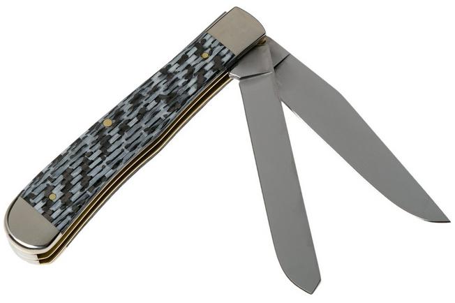 Case Medium Trapper White & Black Carbon Fibre-G10 Weave Smooth, 38920,  10254 SS pocket knife