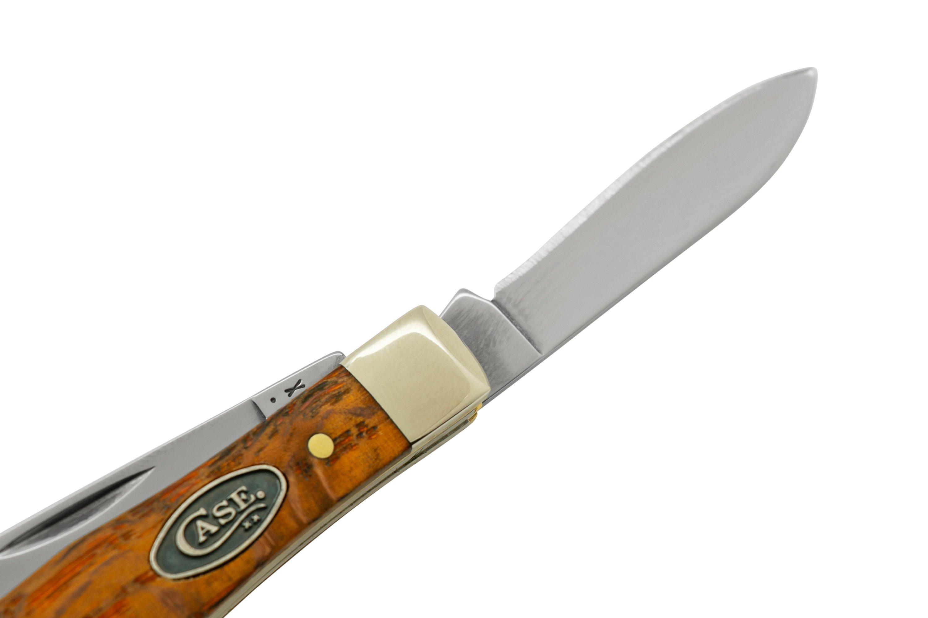 Case Small Swell Center Jack, Yellow Curly Oak 47129, 7225 SS, pocket knife
