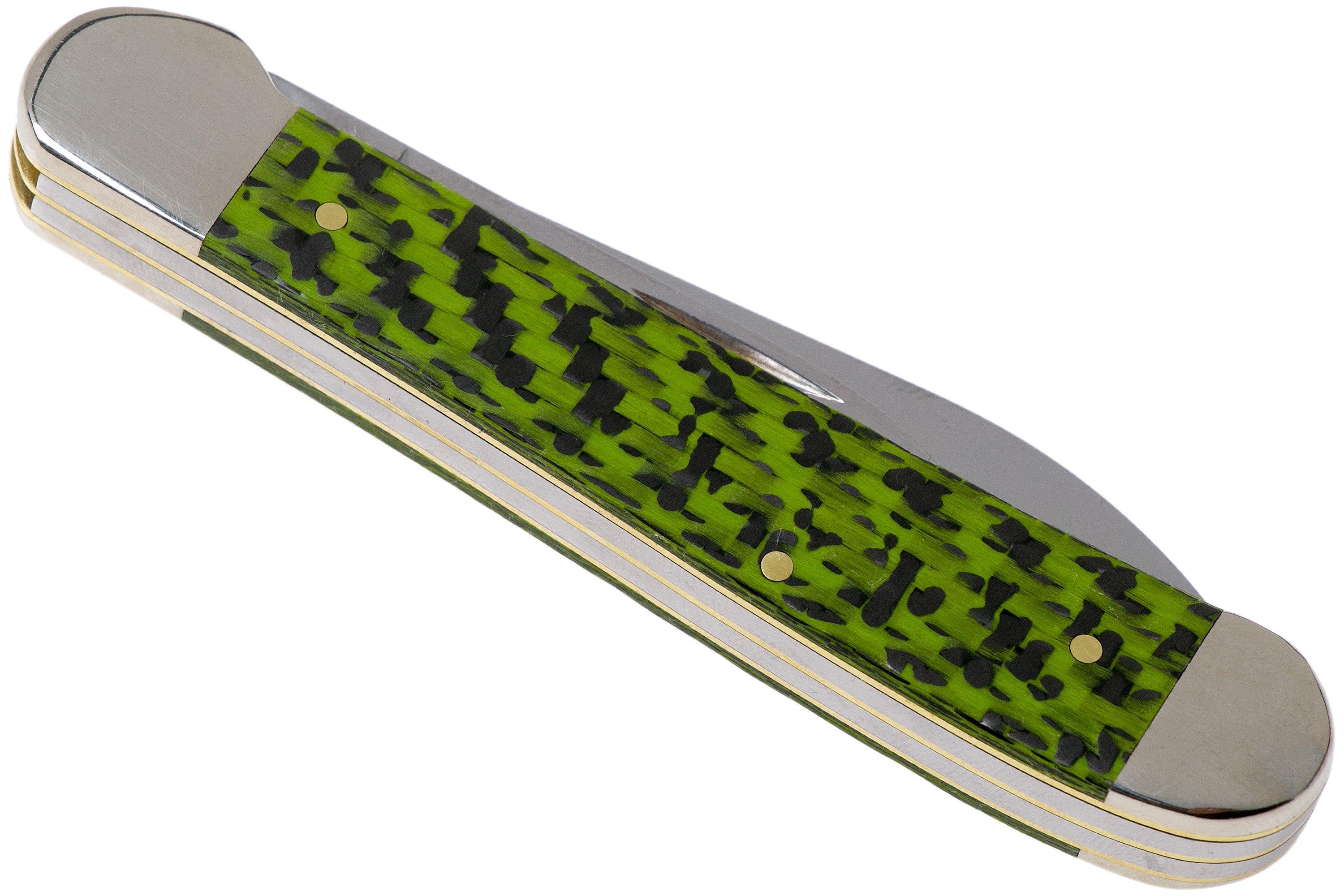 Case Copperhead Green & Black Carbon Fibre-G10 Weave Smooth
