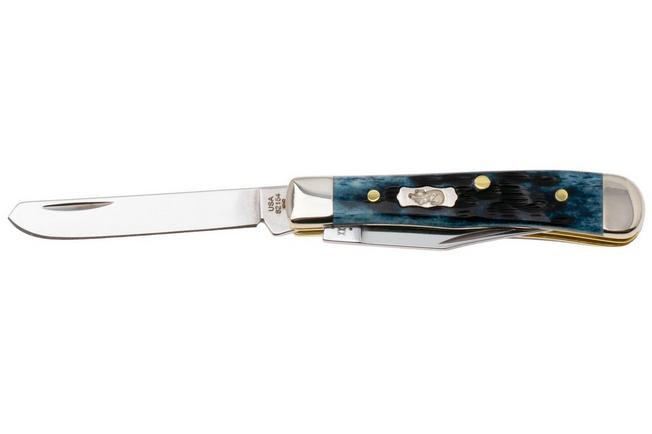 Afbeelding voor Case Pocket Tiny Trapper, Worn Mediterranean Blue Bone, Peach Seed Jig 51862, 62154 SS zakmes