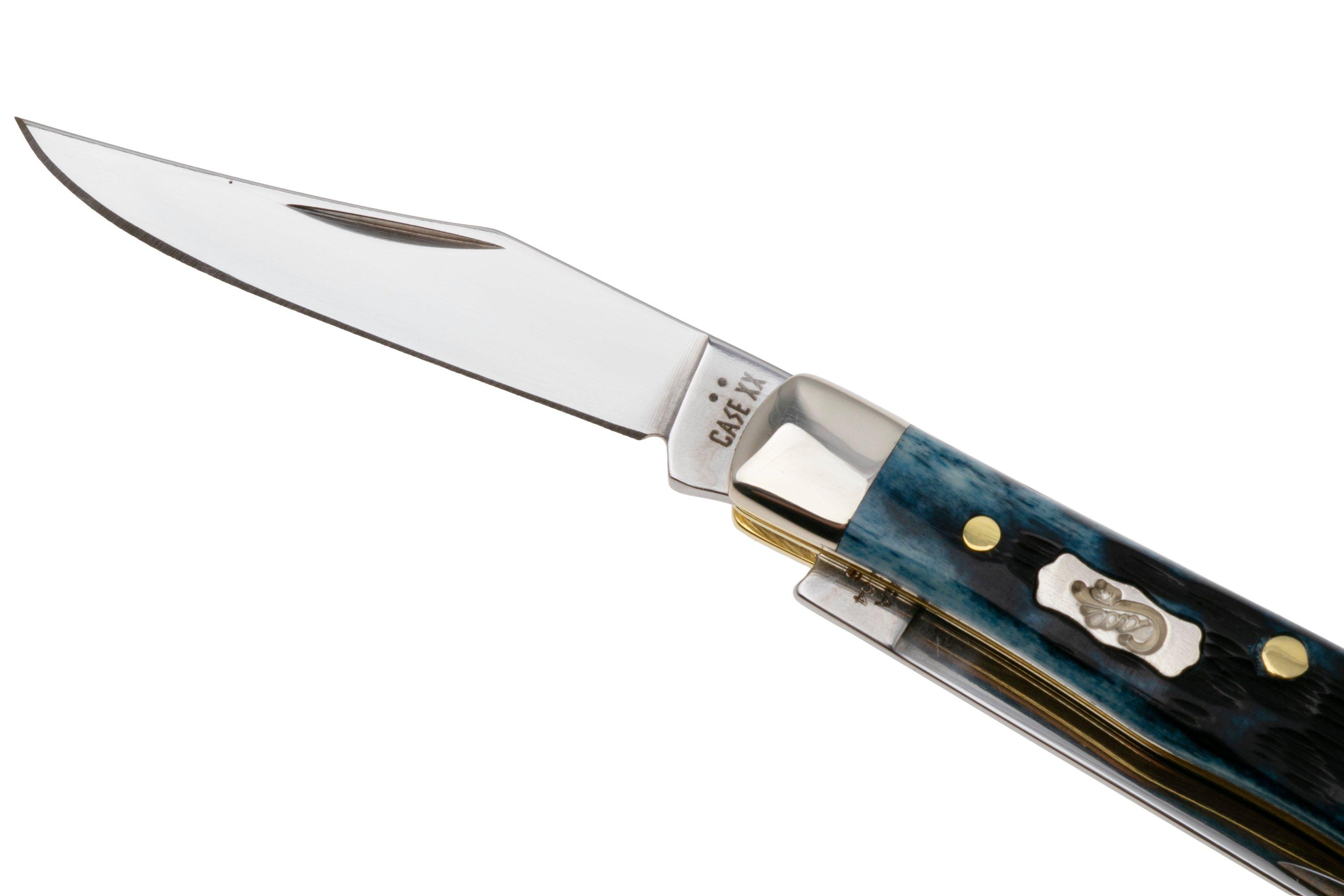 Case Pocket Tiny Trapper, Worn Mediterranean Blue Bone, Peach Seed