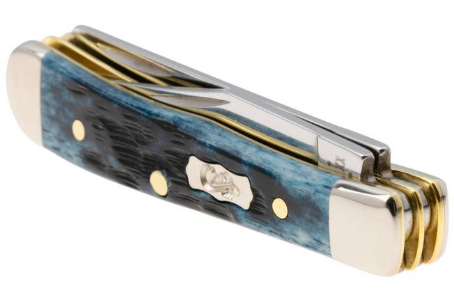 Afbeelding voor Case Pocket Tiny Trapper, Worn Mediterranean Blue Bone, Peach Seed Jig 51862, 62154 SS zakmes