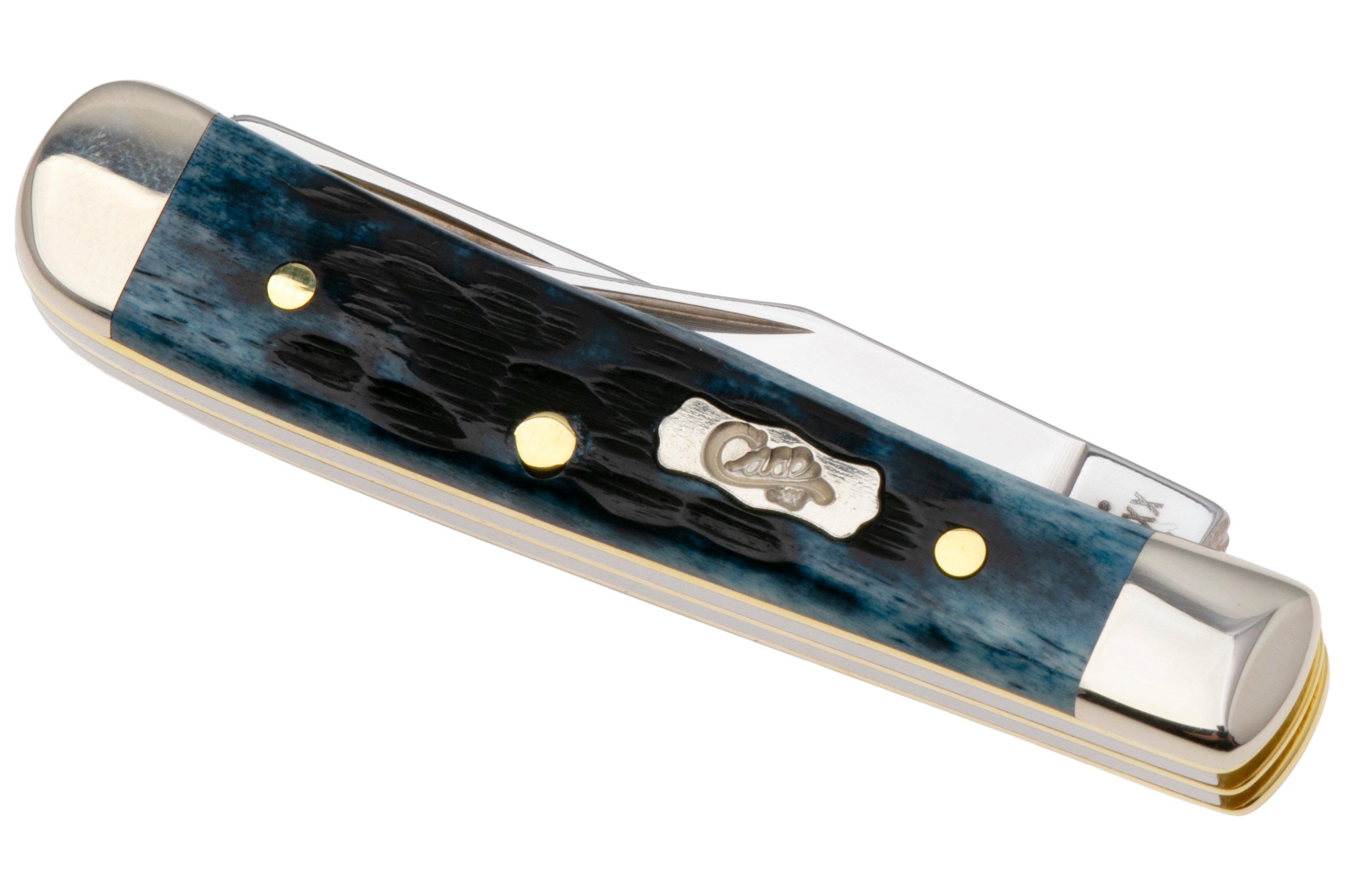 Case Pocket Tiny Trapper, Worn Mediterranean Blue Bone, Peach Seed