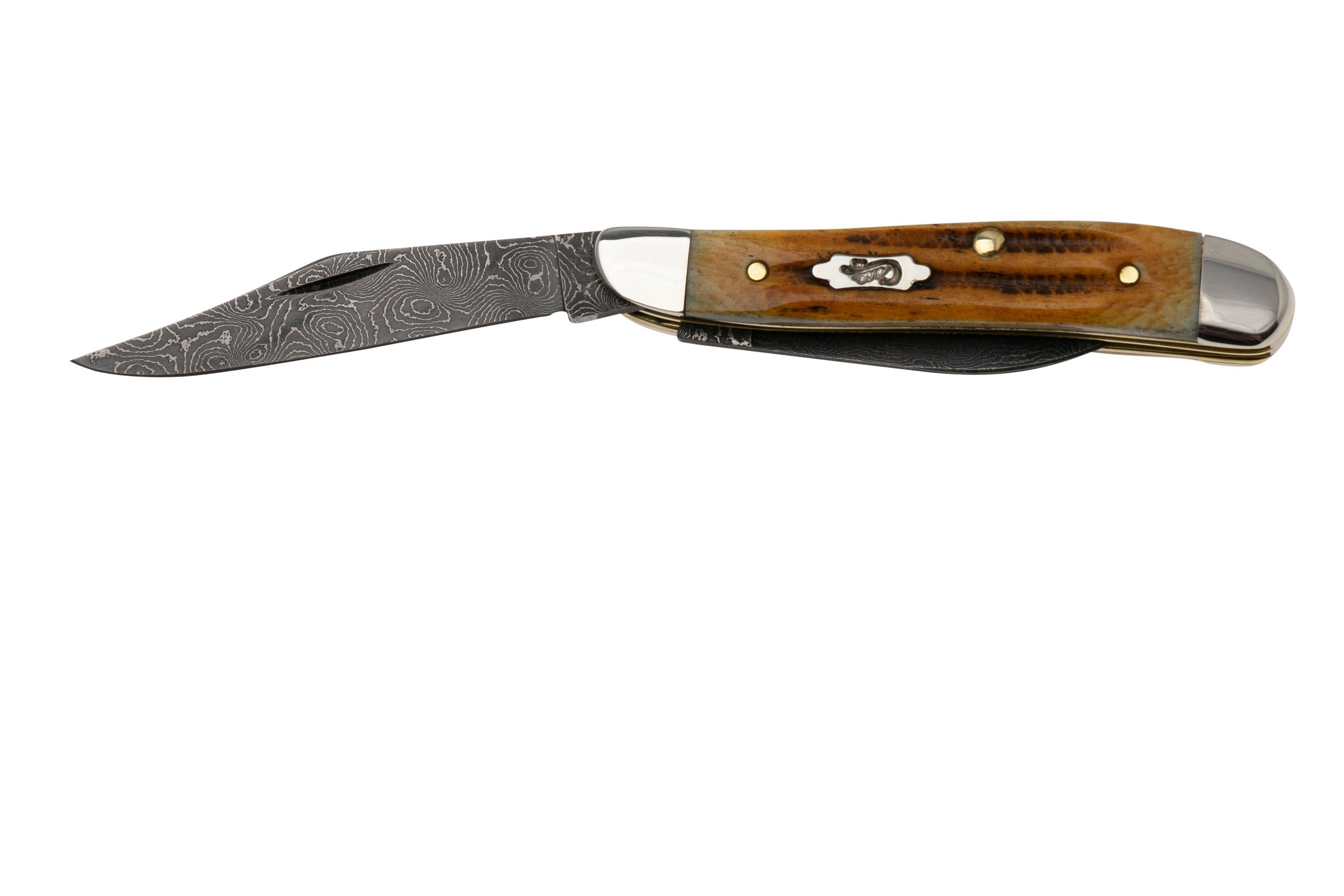 Case Peanut 52423 Burnt Goldenrod Damascus 6220 pocket knife