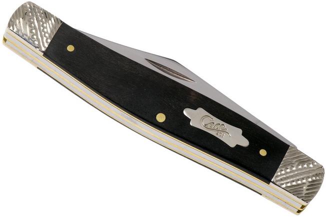 Case Large Stockman Worked Bolsters Smooth Ebony Wood Slip Joint