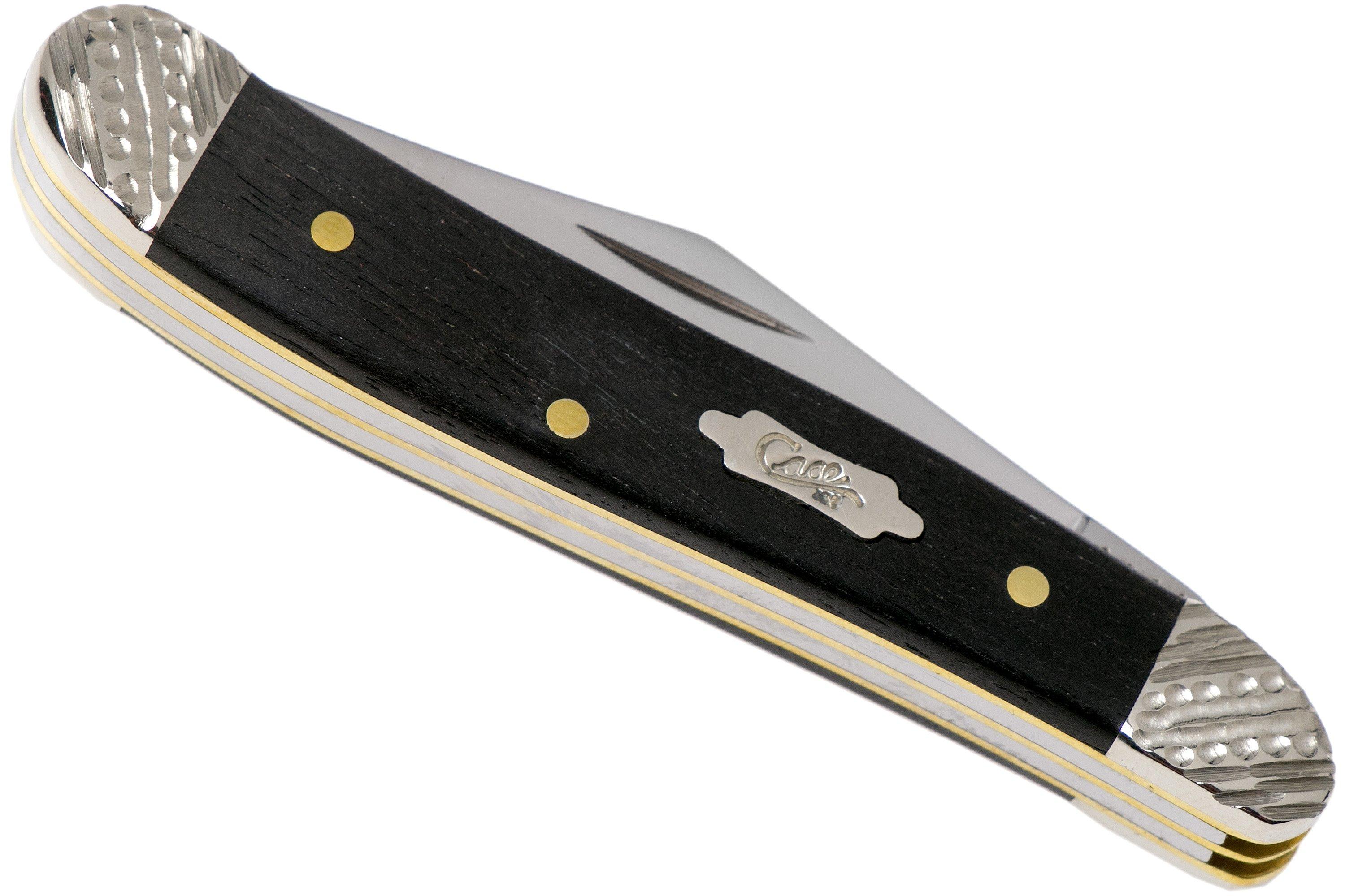 Case Peanut Ebony Wood, Worked Bolsters, 59674, 7220 SS navaja