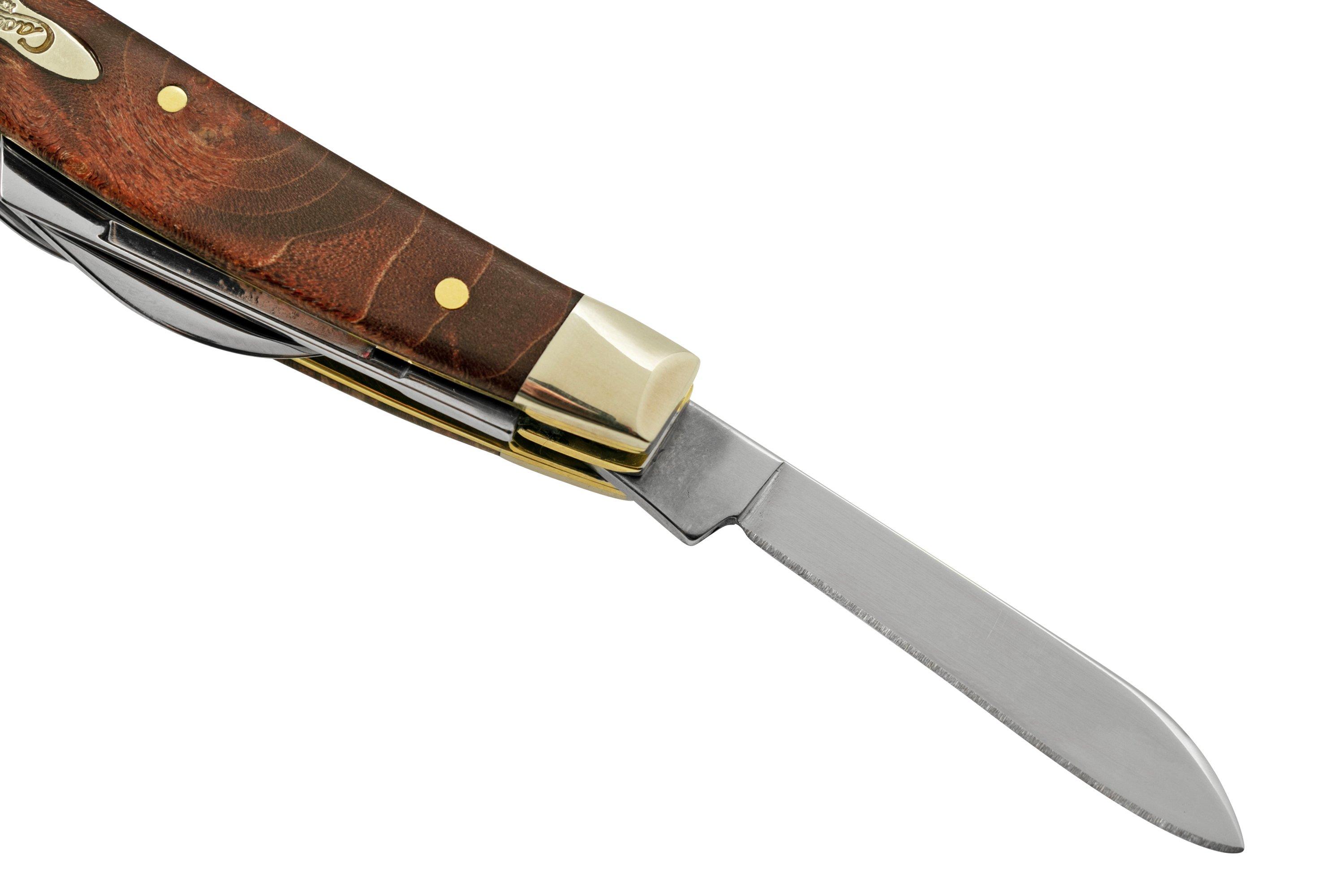 Case Small Congress 64069, 7468 SS Brown Maple Burl Wood, pocket knife ...