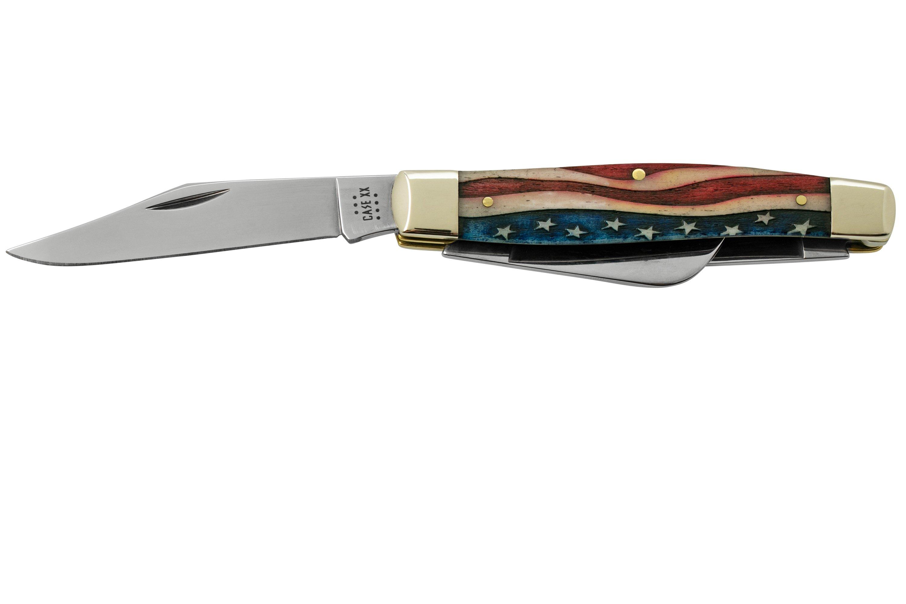 Case Large Stockman 64142 Star Spangled Smooth Natural Bone, pocket