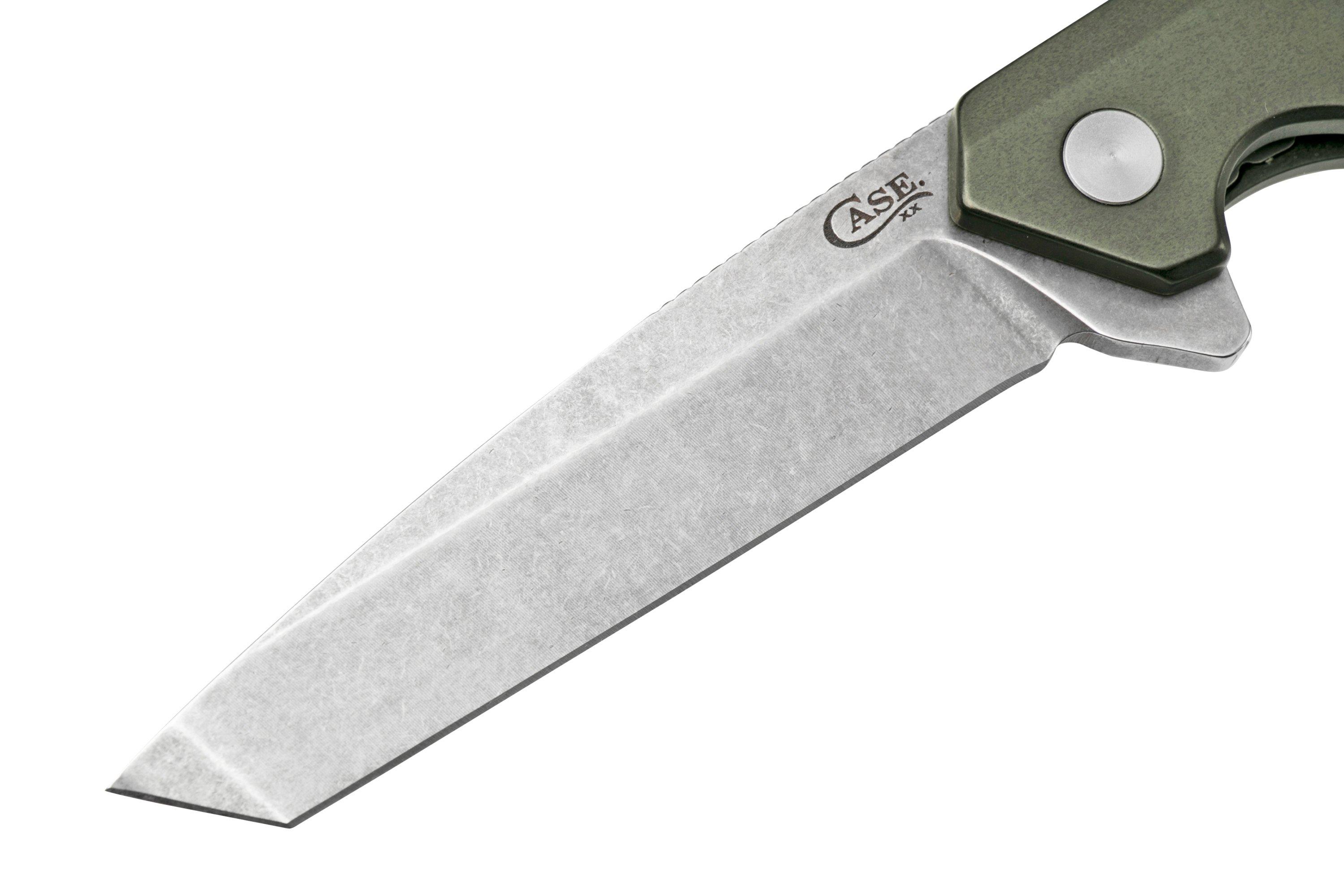 Case Kinzua Tanto, S35VN, OD Green Anodized Aluminum 64671, pocket