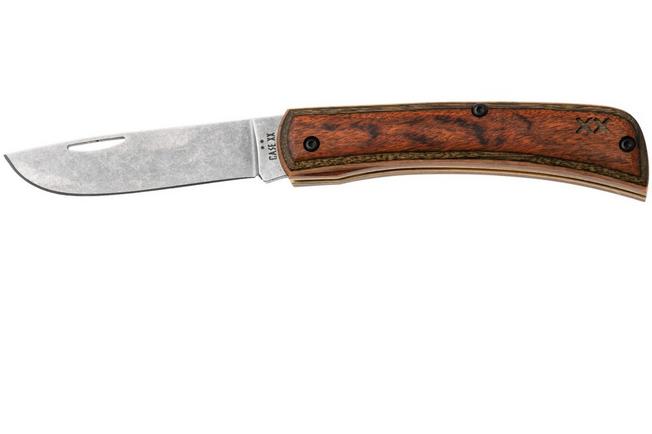Afbeelding voor Case Sod Buster Jr. Smooth Brown/Green Dymalux Wood, Crossroads XR, 66381, XR7137 S35VN zakmes