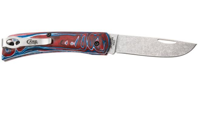 Obraz dla Nóż składany Case Sod Buster Jr. Smooth Red/White/Blue Burl G10, Crossroads XR, 66386, XR10137C S35VN