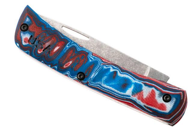 Obraz dla Nóż składany Case Sod Buster Jr. Smooth Red/White/Blue Burl G10, Crossroads XR, 66386, XR10137C S35VN