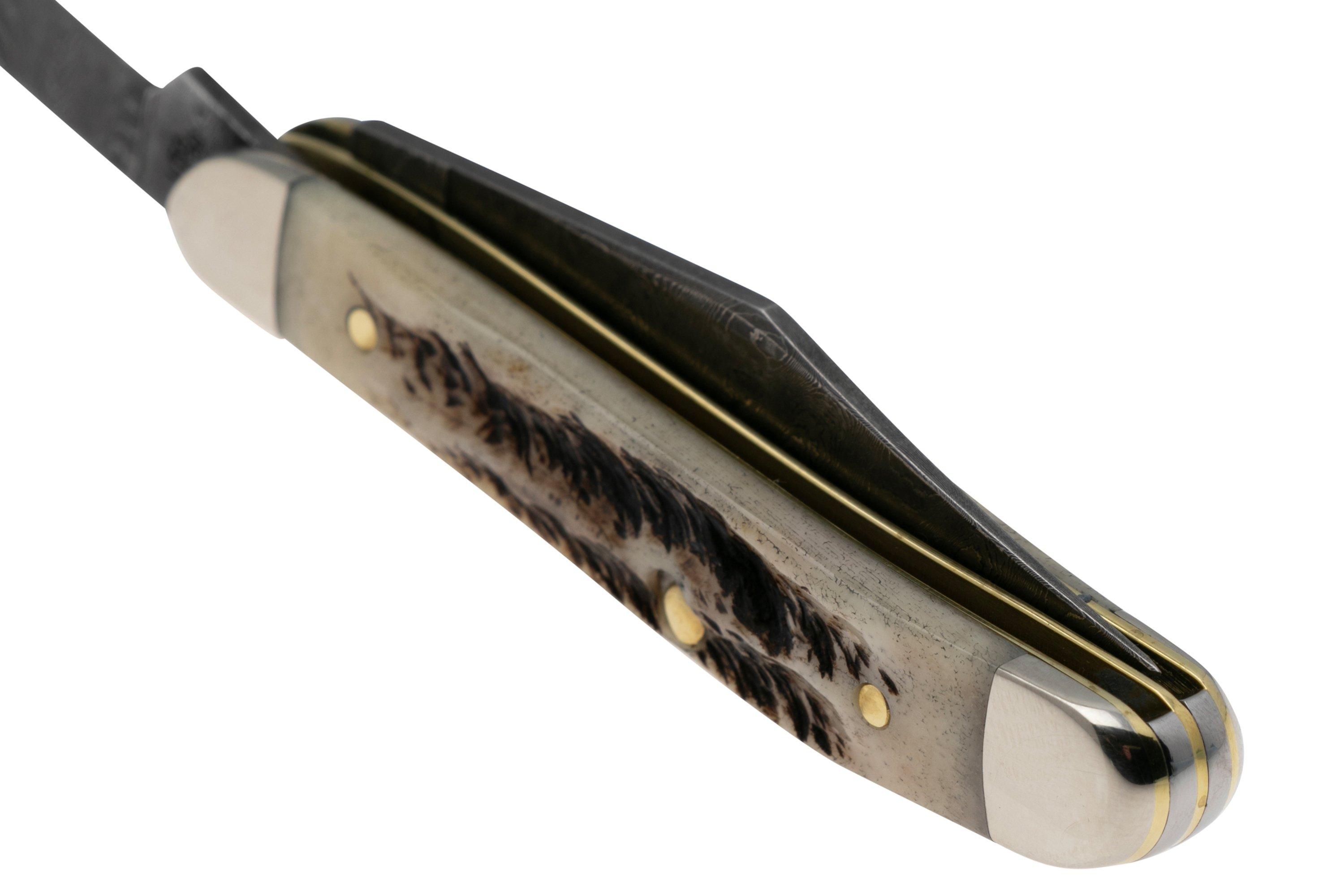 Case Peanut 77467 Vintage Bone, Damascus V6220 DAM pocket knife