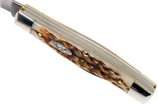 Case XX Large Stockman Clip, Sheepfoot, Pen Blade Smooth Jigged Amber Bone  